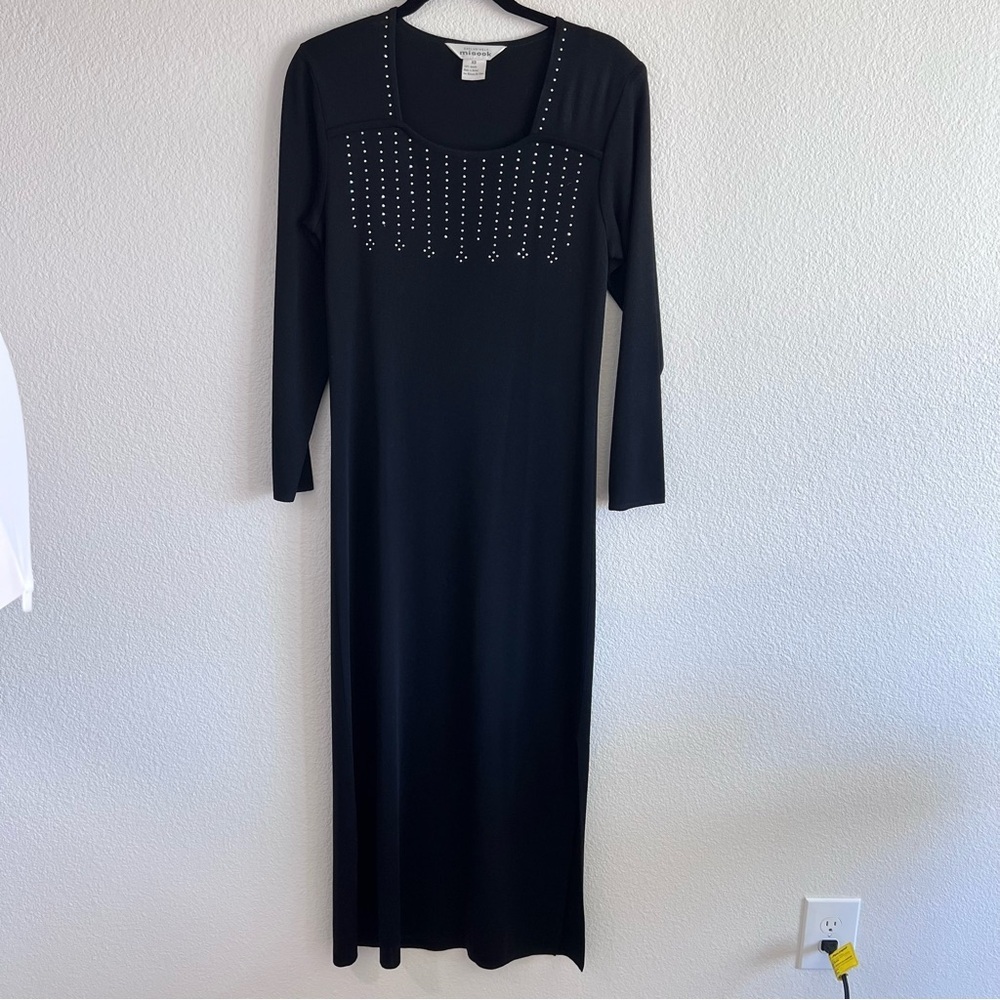 Exclusively Misook Black Rhinestone Maxi Dress